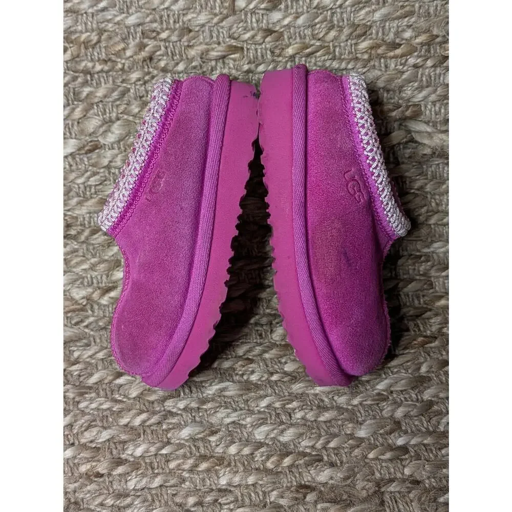 Kids UGG Tasman II Slipper - Pink Bloom Suede Girls Size 8 US Comfort